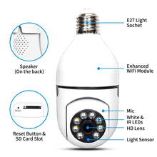 Load image into Gallery viewer, SafeHome™ Light Bulb Camera - 5G Wifi E27 Bulb Surveillance Camera Night Vision Full Color Automatic Human Tracking 4X Digital Zoom Video Security Monitor Cam